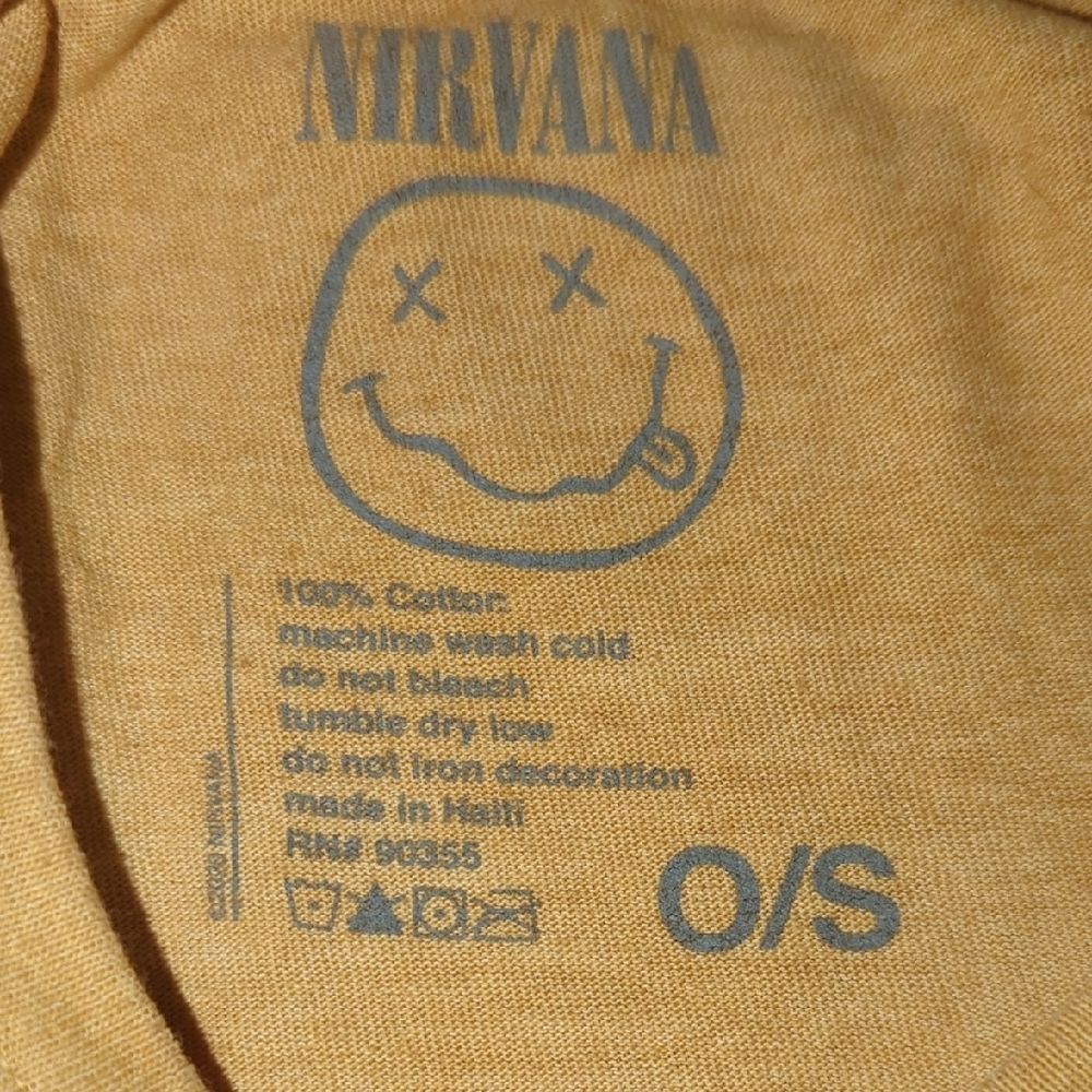 Nirvana Band TShirt Mustard Yellow One Size - Picture 4 of 6